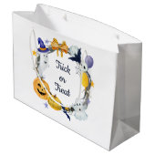 Trick oder Treten Wasserfarben Pumpkin & Ghosts Wr Große Geschenktüte (Rückseite Schrägansicht)