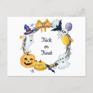Trick oder Treten Wasserfarben Pumpkin & Ghosts Wr Postkarte