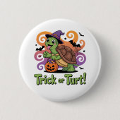 Trick oder Turt Funny Turtle Halloween Button (Vorderseite)