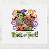 Trick oder Turt Funny Turtle Halloween Schaumweinetikett (Einzelnes Label)