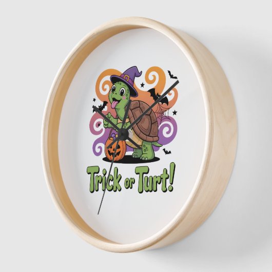 Trick oder Turt Funny Turtle Halloween Uhr (Winkel)