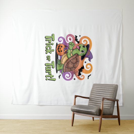 Trick oder Turt Funny Turtle Halloween Wandteppich (Beispiel (Horizontal))