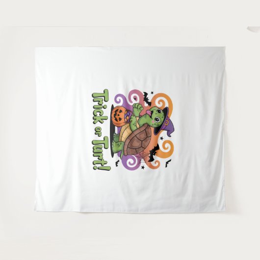 Trick oder Turt Funny Turtle Halloween Wandteppich (Vorderseite (Horizontal))