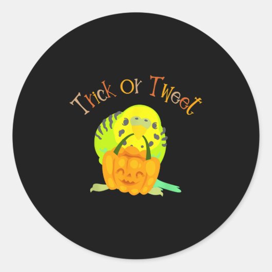 Trick oder Tweet Parakeet Budgie Mama Halloween Bi Runder Aufkleber (Vorderseite)