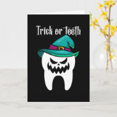 Trick oder Zähne Funny Dentist Dental Halloween-Ge Karte (Gelbe Blume)