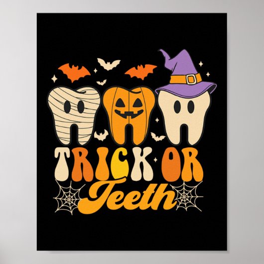 Trick oder Zähne Halloween Kostüme Dental Istant d Poster (Vorne)