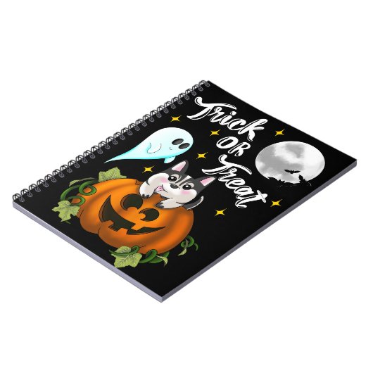 Trick oder zu behandeln Halloween Hund weiß Notizblock (Linke Seite)