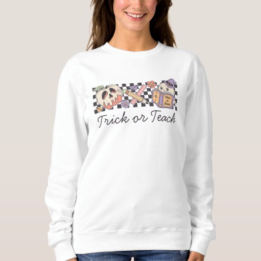 Trick of Teach Halloween Book Boo Ghost Teacher Sweatshirt (Vorderseite)