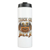 Trick Or Beer Halloween-Kürbis-Skelett-Flügel-Tass