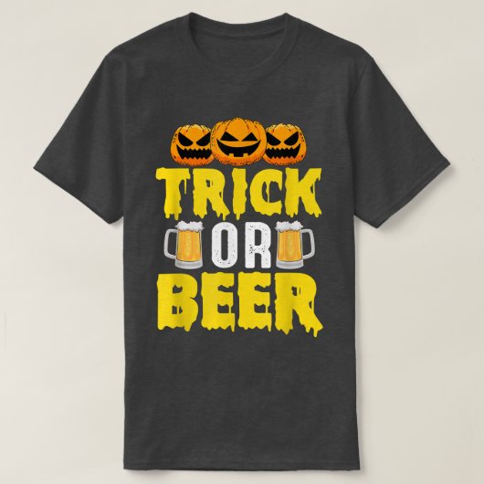 Trick or bier Pumpkin Drinking Bier Funny Hallowee T-Shirt (Design vorne)