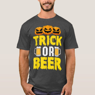 Trick or bier Pumpkin Drinking Bier Funny Hallowee T-Shirt