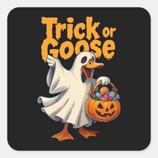 Trick or Gans Halloween Gans Quadratischer Aufkleber (Vorderseite)