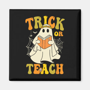 Trick or lehren Groovy Halloween Retro Blumenghost Magnet