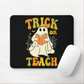 Trick or lehren Groovy Halloween Retro Blumenghost Mousepad (Mit Mouse)