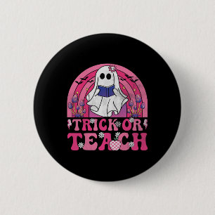 Trick or lehren Groovy Halloween Retro Boo Ghost T Button