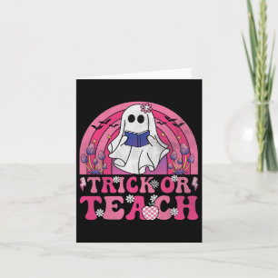 Trick or lehren Groovy Halloween Retro Boo Ghost T Karte