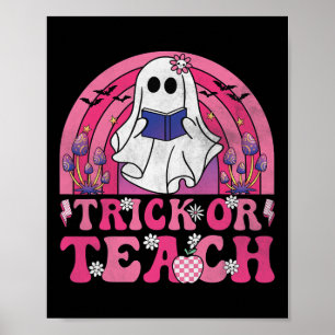 Trick or lehren Groovy Halloween Retro Boo Ghost T Poster