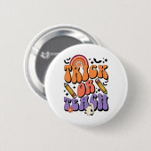 Trick or lehren Groovy Lehrer Ghost Funny Hallowee Button (Vorne & Hinten)