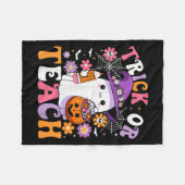 Trick or lehren Groovy Lehrer Ghost Funny Hallowee Fleecedecke (Vorderseite (Horizontal))