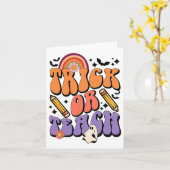 Trick or lehren Groovy Lehrer Ghost Funny Hallowee Karte (Gelbe Blume)