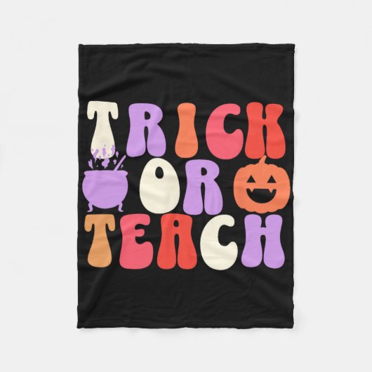 Trick or lehren Groovy Lehrer Halloween Fleecedecke (Vorderseite)