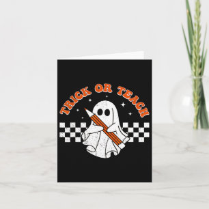 Trick or lehren Groovy Lehrer Halloween Retro Flor Karte