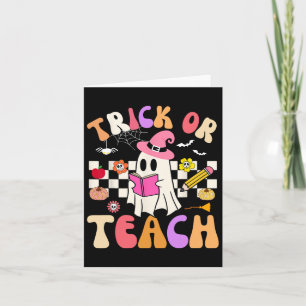 Trick or lehren Groovy Lehrer Halloween Retro Flor Karte