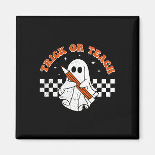 Trick or lehren Groovy Lehrer Halloween Retro Flor Magnet