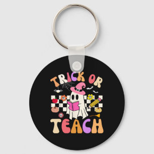 Trick or lehren Groovy Lehrer Halloween Retro Flor Schlüsselanhänger