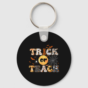 Trick or lehren Groovy Lehrer Halloween Retro Flor Schlüsselanhänger
