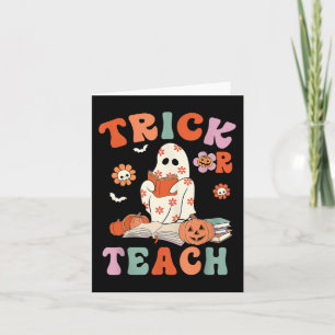 Trick or lehren Retro Groovy Blumenlehrer H Karte