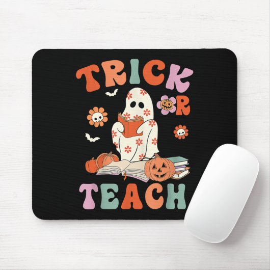 Trick or lehren Retro Groovy Blumenlehrer H Mousepad (Mit Mouse)