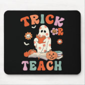 Trick or lehren Retro Groovy Blumenlehrer H Mousepad (Vorne)