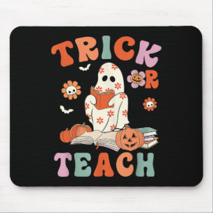 Trick or lehren Retro Groovy Blumenlehrer H Mousepad