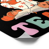 Trick or lehren Retro Groovy Blumenlehrer H Poster (Ecke)