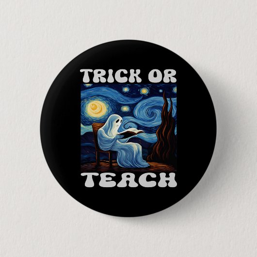 Trick or lehrer Halloween van Gogh St. Button (Vorderseite)