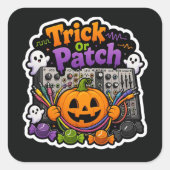 Trick Or Patch – Halloween Modular Synth Quadratischer Aufkleber (Vorderseite)