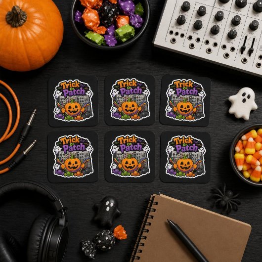 Trick Or Patch – Halloween Modular Synth Quadratischer Aufkleber
