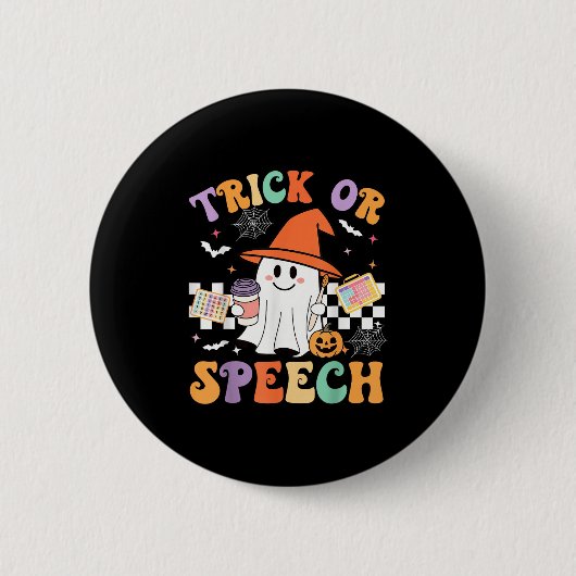 Trick Or Speech Halloween Slp Retro Speech Therapy Button (Vorderseite)