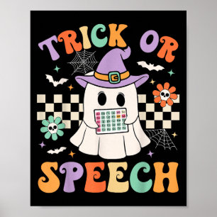 Trick or Speech Halloween Slp Retro-Sprechtherapie Poster