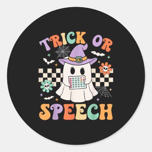 Trick or Speech Halloween Slp Retro-Sprechtherapie Runder Aufkleber (Vorderseite)
