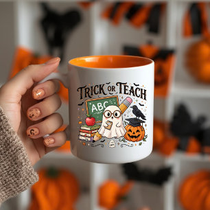 Trick Or Teach Halloween-Kaffeetasse für Lehrer Zweifarbige Tasse