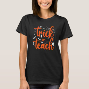 Trick Or Teach Halloween-Kürbis-Fledermäuse-Geist  T-Shirt