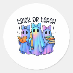 Trick Or Teach Pastel-Galaxie-Geist Halloween-Schr Runder Aufkleber
