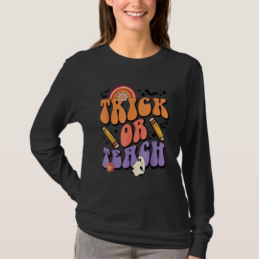 Trick Or Teach Retro Fall Halloween Costumes Teach T-Shirt (Vorderseite)