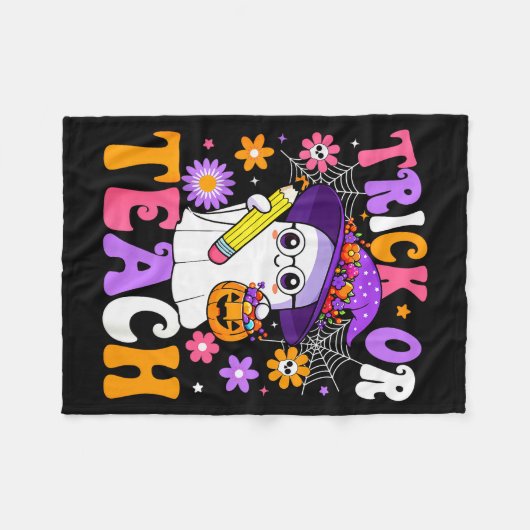 Trick Or Teach Teacher Ghost Teaching Fun Hallowee Fleecedecke (Vorderseite (Horizontal))