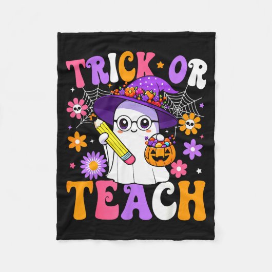 Trick Or Teach Teacher Ghost Teaching Fun Hallowee Fleecedecke (Vorderseite)