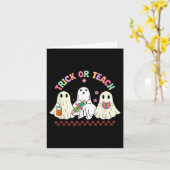 Trick Or Teach Teacher Groovy Ghost Funny Hallowee Karte (Gelbe Blume)