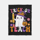 Trick Or Teach Teacher Pencil Ghost Funny Hallowee Fleecedecke (Vorderseite)