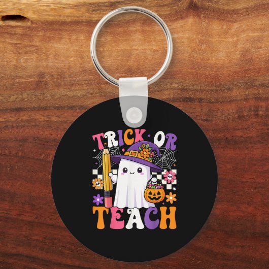 Trick Or Teach Teacher Pencil Ghost Funny Hallowee Schlüsselanhänger (Vorderseite)